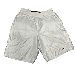 VTG Y2K Nike Basketball Shorts Men's White Silky Shiny Size M